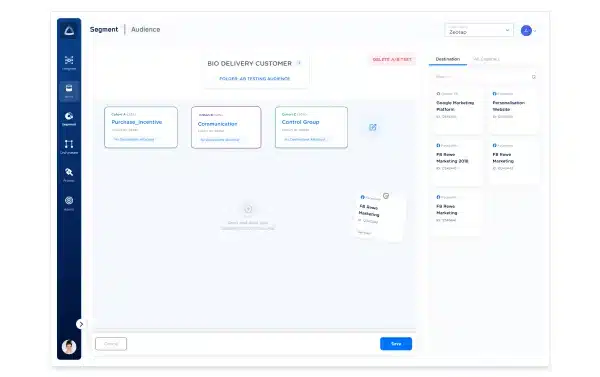 audience segmentation and A/B testing interface for retention campaigns