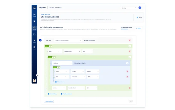 customer data platform interface showing audience suppression settings