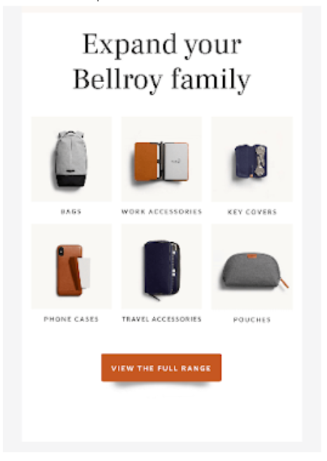 locality email example from bellroy