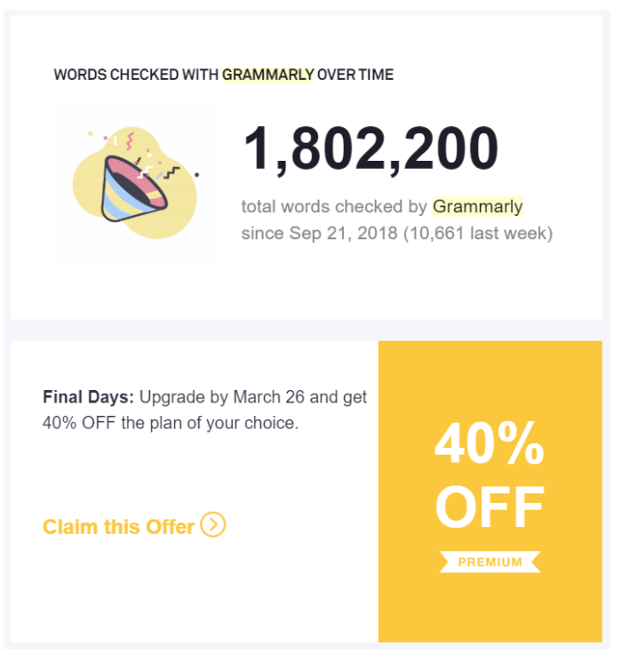 offer email from grammarly