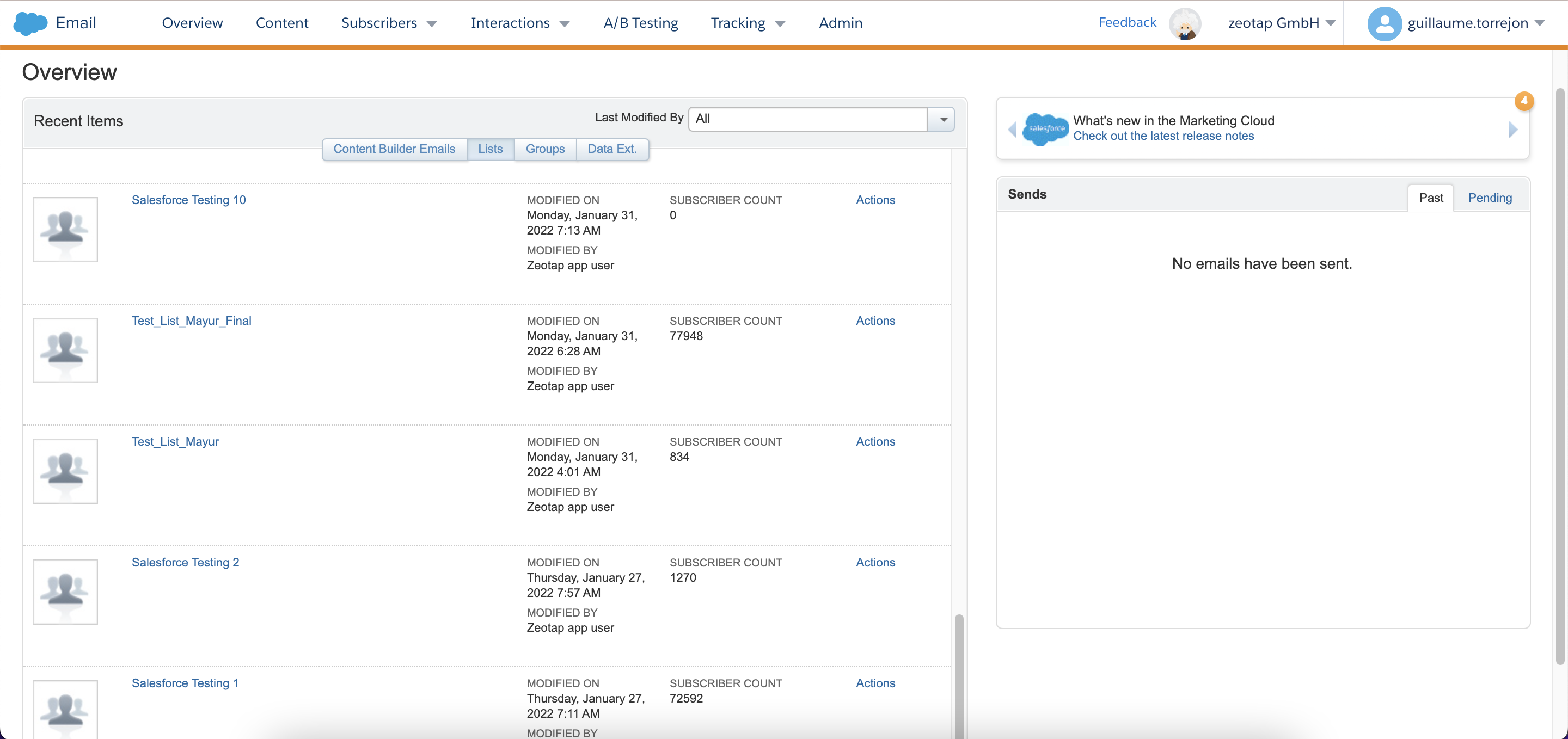 screenshot showing new integration with Salesforce Marketing Cloud